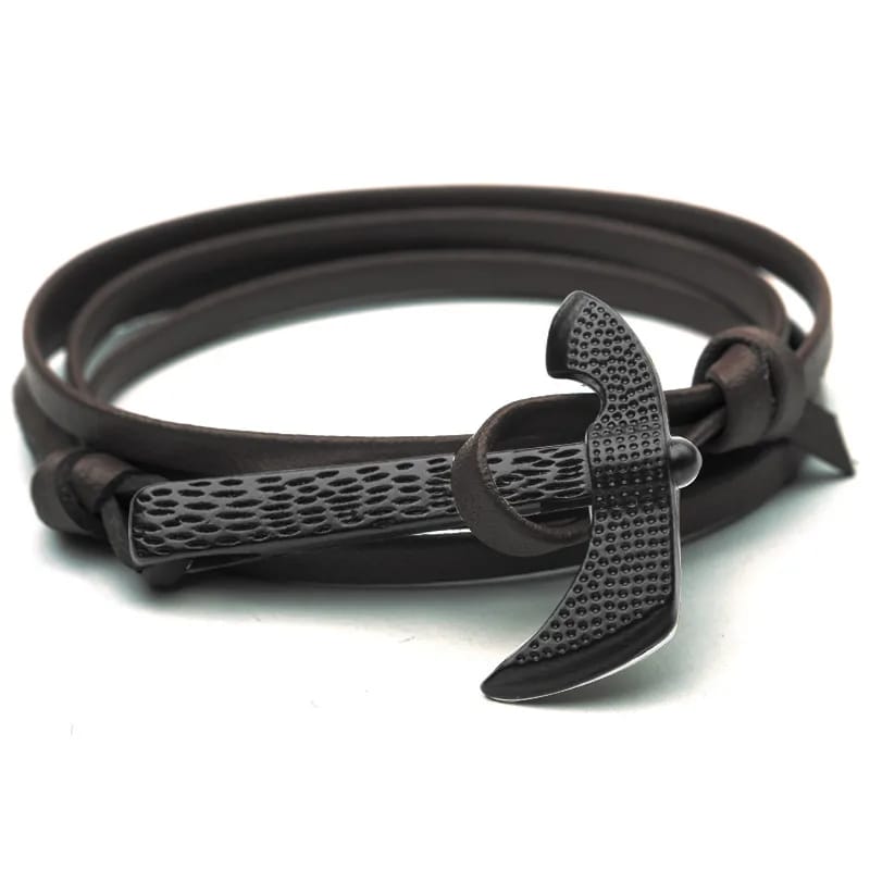 Pulsera cuero chacha café #1960