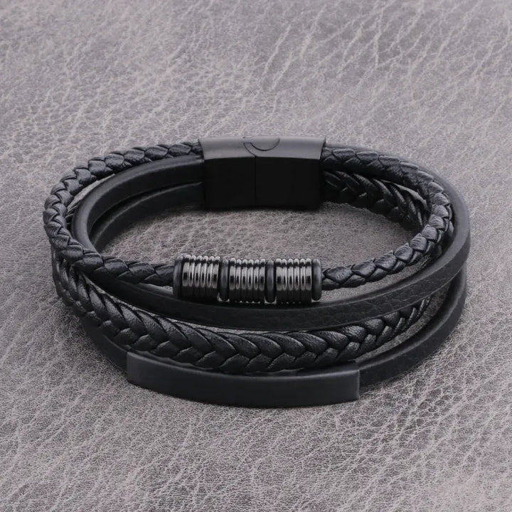 Pulsera cuero negra#1955