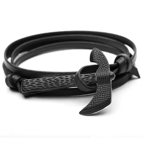 Pulsera cuero chacha negra #1958