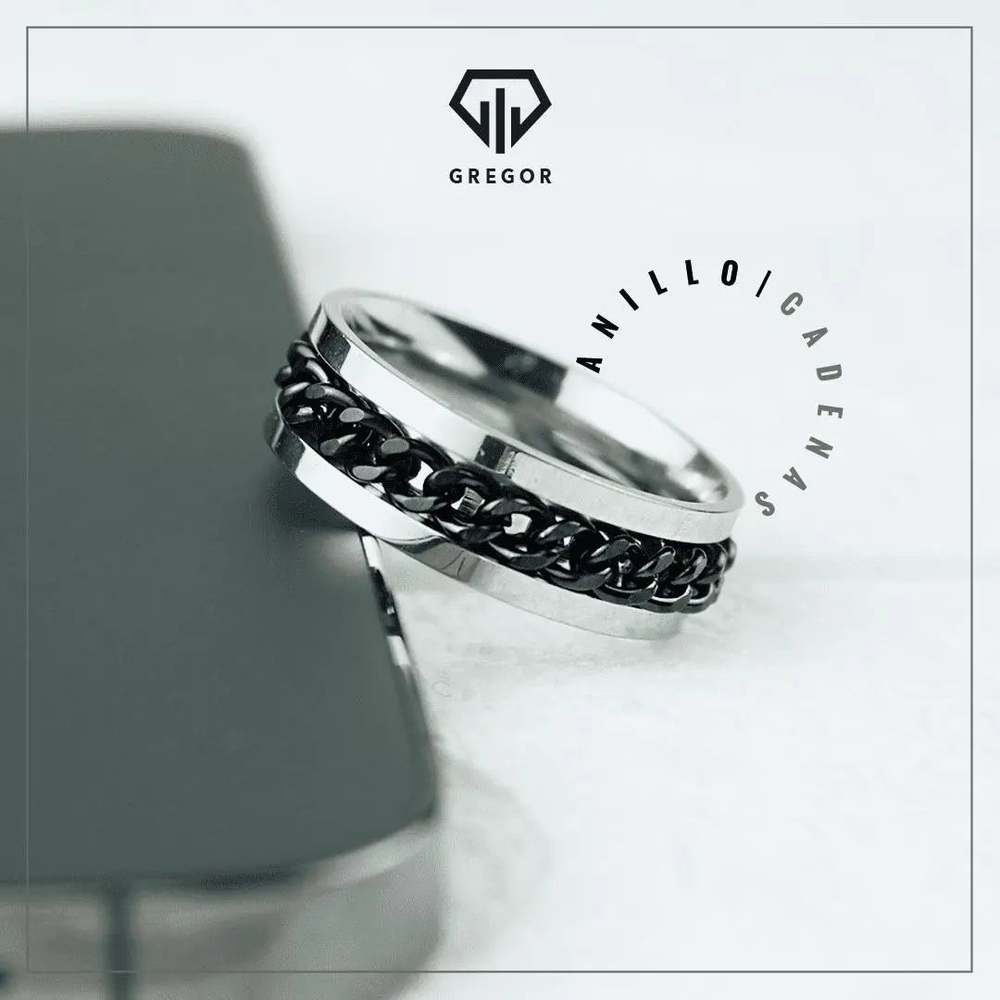 Anillo Antiestres Negro - Plateado 804 - Gregor Relojes y Accesorio Ecuador