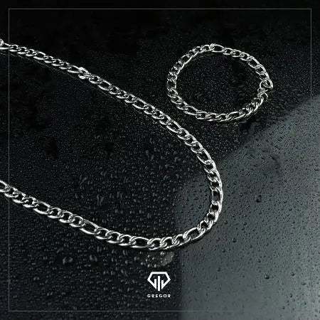 Cadena Gruesa + Manilla gruesa Plateada 751 - Gregor Relojes y Accesorio Ecuador