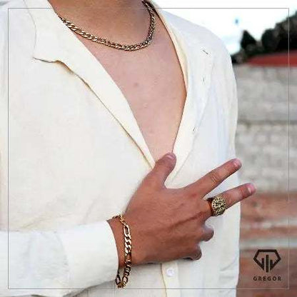 Cadena + Manilla gruesa Dorada 751 - Gregor Relojes y Accesorio Ecuador