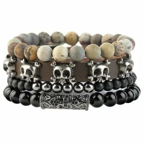 Pulsera calavera negra/gris #1235