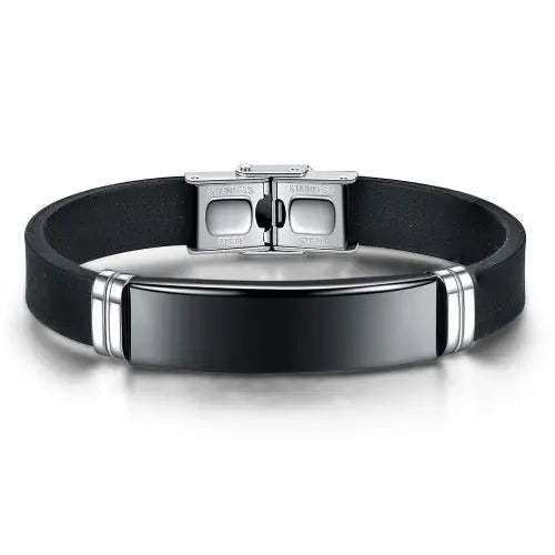 Pulsera goma placa negra #1244